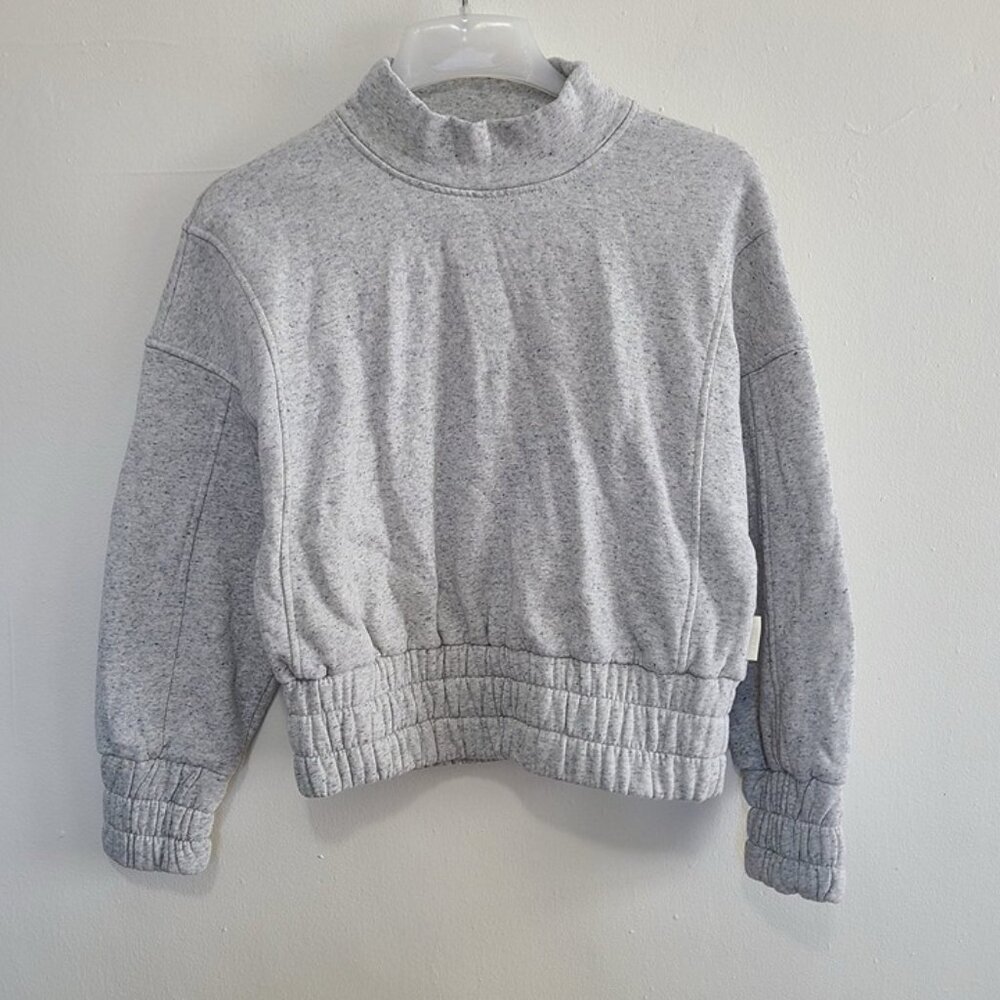 Varley Heather Grey Cropped Mock Neck Sweatshirt